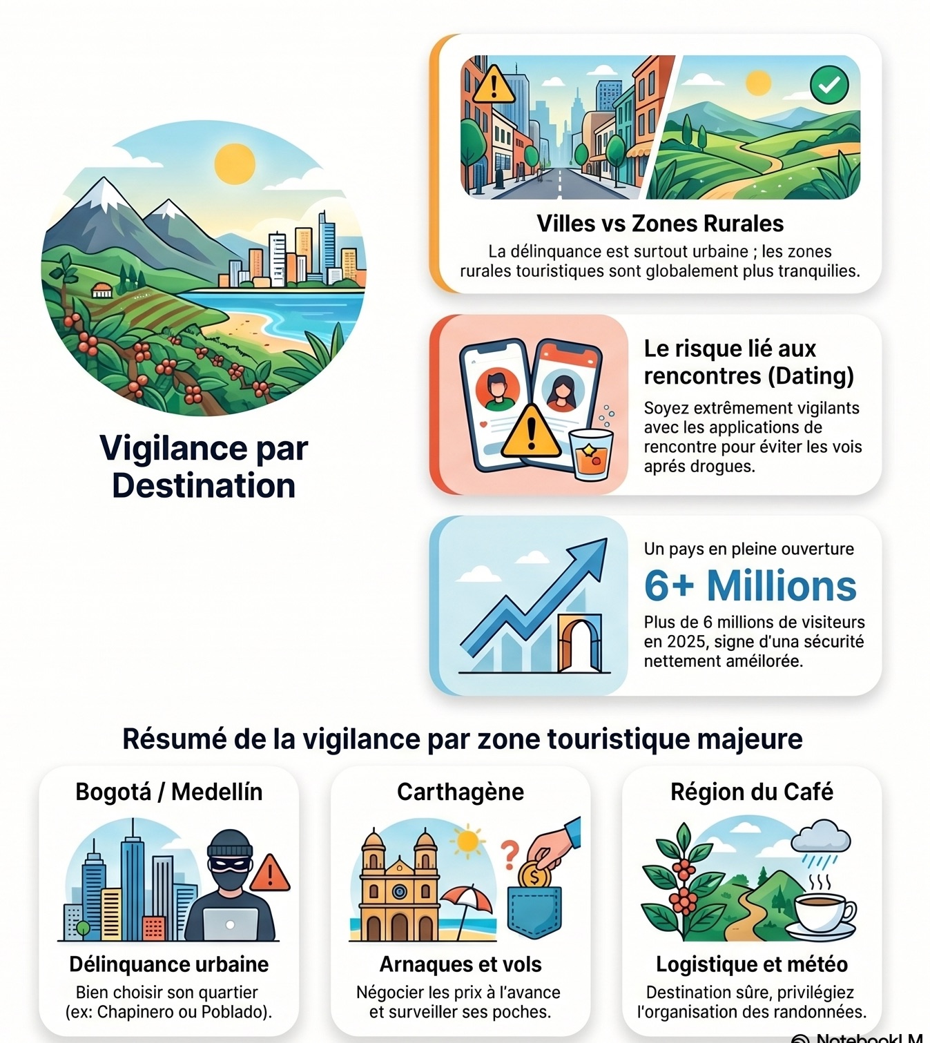 Sécurité en Colombie par destination touristique et vigilance selon les régions
